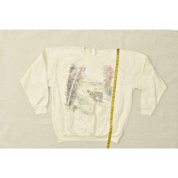 Northern Reflections Men's Vintage Crewneck Sweatshirt Cream Graphic XL Stained - Picture 3 of 8
